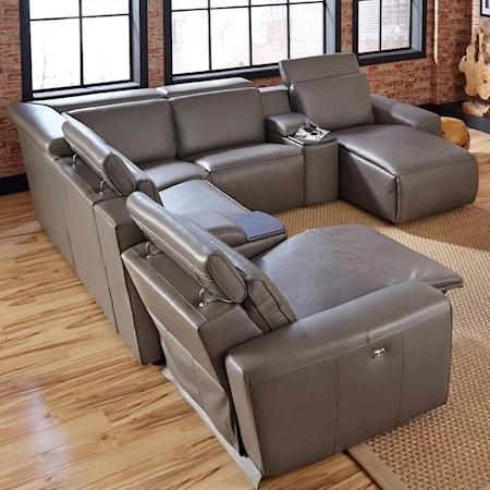 Contemporary 5-Seat Corner Reclining Sectional with Power Headrests